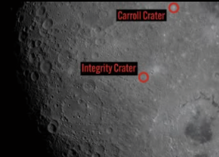 Cráter lunar recibe el nombre de la esposa de un astronauta de Artemis II