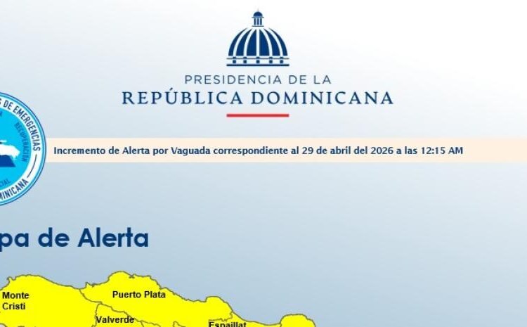 Alerta meteorológica en RD: 14 provincias en amarillo y 10 en verde ante intensas lluvias por vaguada